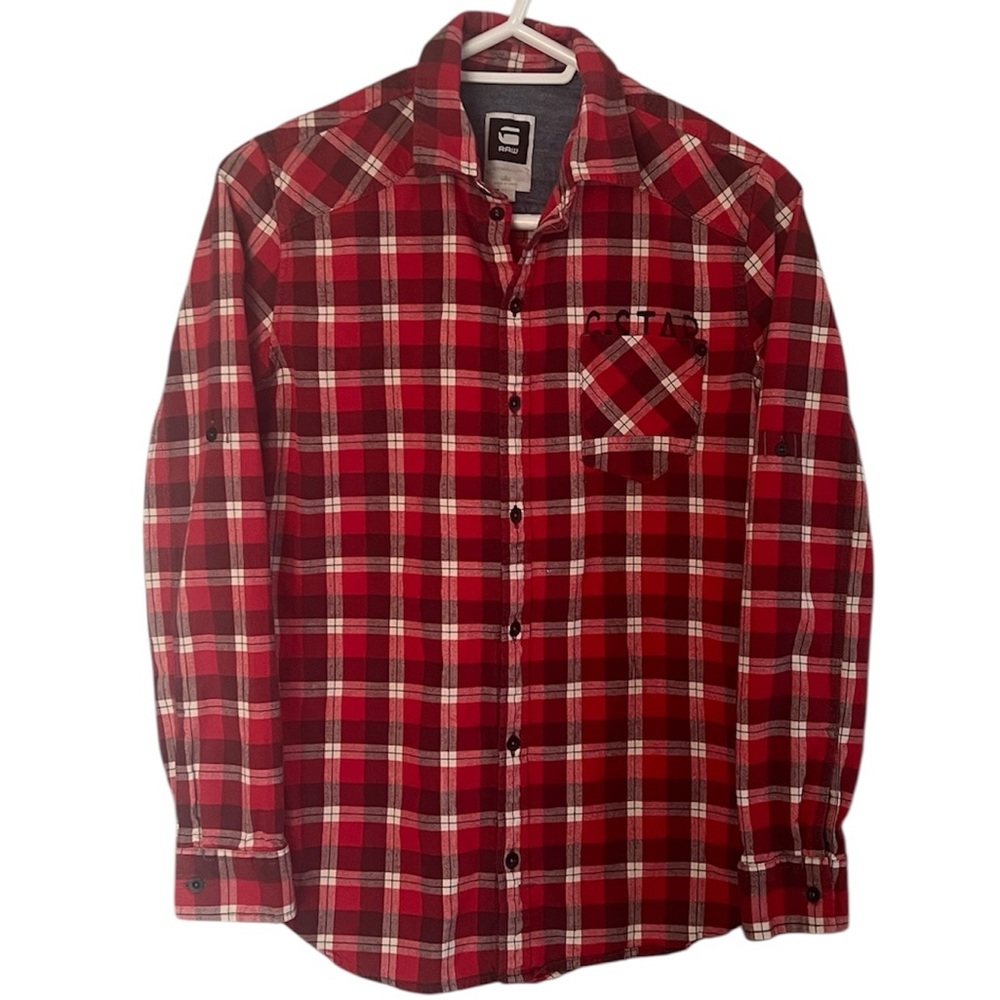G-Star Raw Plaid Button Up Shirt Red Women’s Size Small
